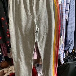 Sweatpants with rainbow vertical stripes